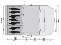 Outwell Vermont 7 Premium Tent bird's eye schematic