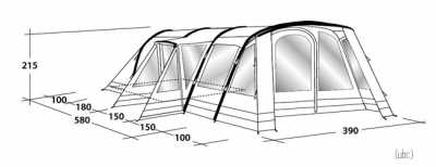 Outwell Hornet 6SA Inflatable Tent Dimensions