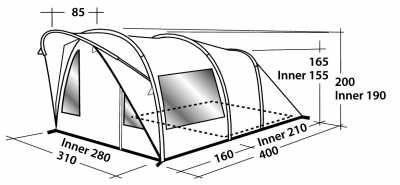 Dimensions of Easy Camp Hurricane 500 Air Tent