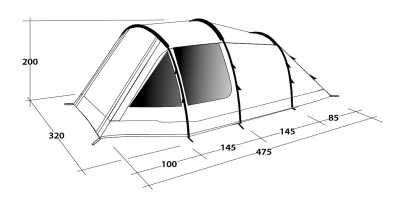 Technical Illustration of Outwell Dash 5 Poled Tent