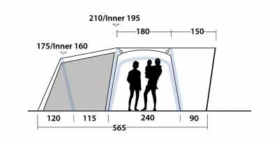 Technical Illustration of Outwell Hartsdale 6 Prime AIR Tent