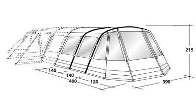 Hornet 6SA tent inflatable awning dimensions (cost option)