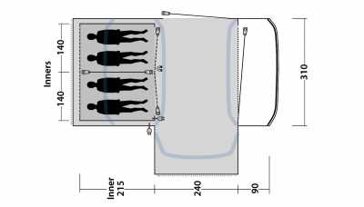 Technical Illustration of Outwell Hartsdale 4 Prime AIR Tent