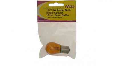 W4 12v 21w Amber Bulb Single Contact 15mm Base