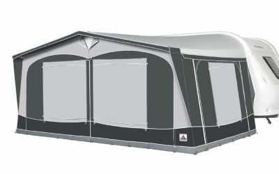 Dorema President XL awning with window blinds closed