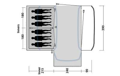 Technical Illustration of Outwell Hartsdale 6 Prime AIR Tent