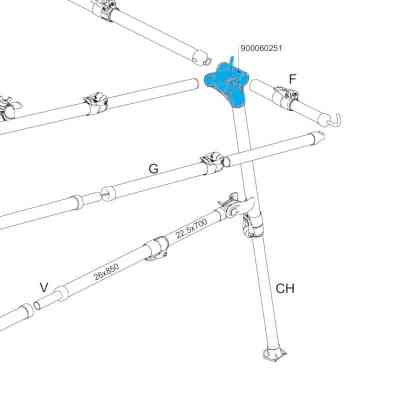 Isabella Right Corner Awning Joint is the blue part