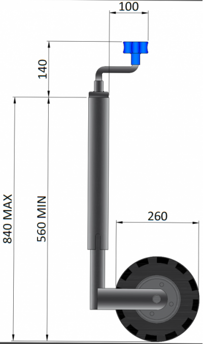 48mm Pneumatic jockey wheel specifications